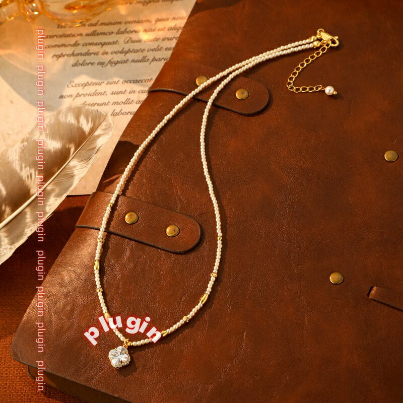 【ポイント4倍】【送料無料】人気ライスパール四つ葉クローバーネックレスフレンチライトラグジュアリースタイルハイエンドデザイン絶妙な万能ネックチェーン鎖骨チェーン 3