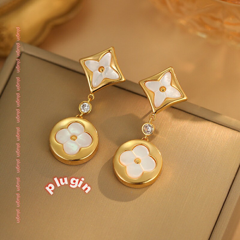 【ポイント3倍】【送料無料】人気ピアス 新作 ダブルフラワーピアス 天然フリチラリア 18kハイバージョン 四つ葉の花 オールドフラワーピアス イヤリング