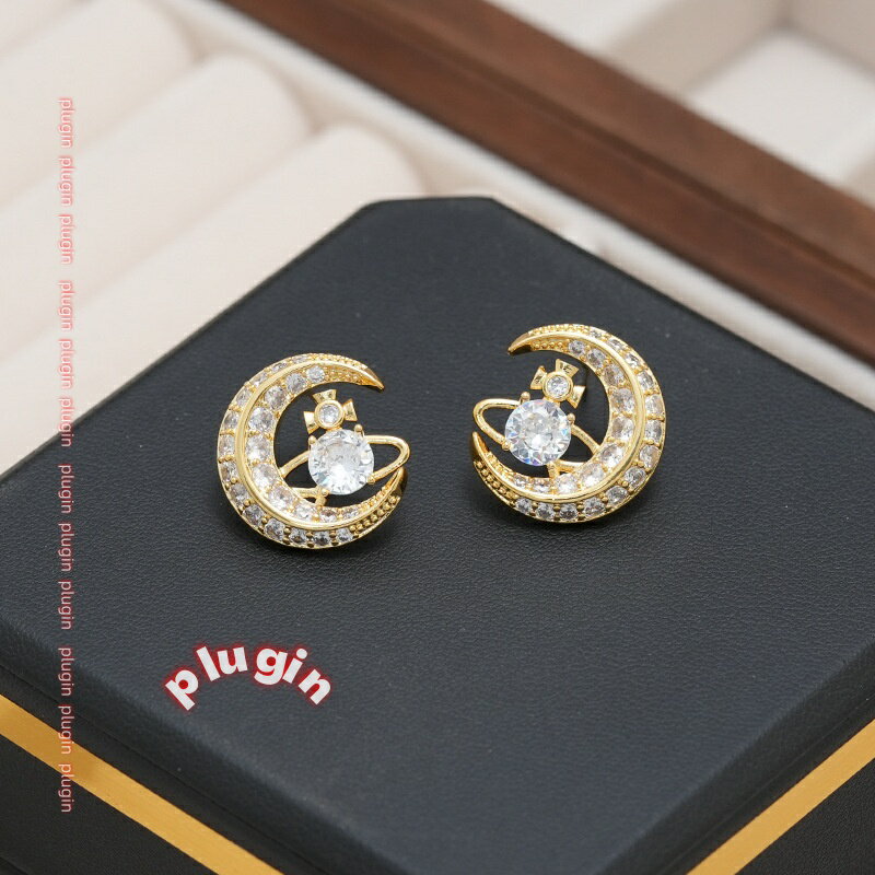 【ポイント3倍】【送料無料】ニュークイーンマザーサターンジルコンスタッドピアス高級デザイン気質ピアスフレンチレトロシルバーニードルピアス女性用《