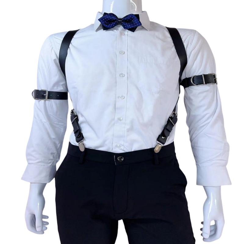 サスペンダー メンズ レザー 英国調 レトロ ヴィンテージ風 サイドクリップ ビジネス フォーマル ズボン吊り スラックス スーツ カジュアル 男性用