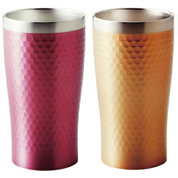 タンブラー ペア コーヒー 紅茶 お冷 カップ マルチ 酒器 コップ ジョッキ ビール ハイボール 日本酒 ウイスキー ロック ワイン サーモタンブラー ペア 真空断熱 二重構造 ステンレス リュクス ペアサーモタンブラー ゴールド