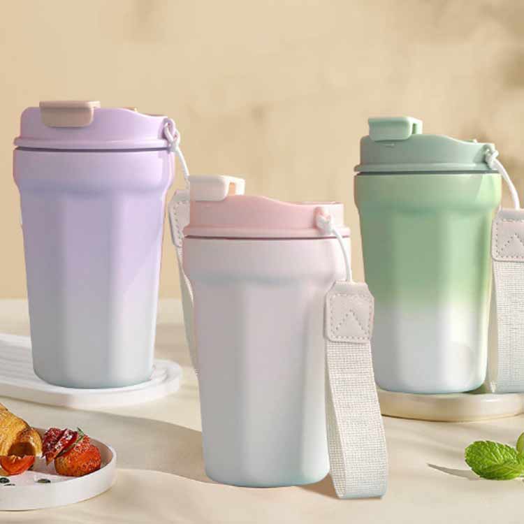 タンブラー セラミック 水筒 ストロー付きタンブラー 蓋付き 直飲み ストロー付き コーヒータンブラー マグボトル 魔法瓶 420ml 大容量 持ち運び 漏れ 車カップホルダー対応 保温 保冷 真空二重断熱 ステンレス 広口 アウトドア オフィス キャンプ 運転 おしゃれ