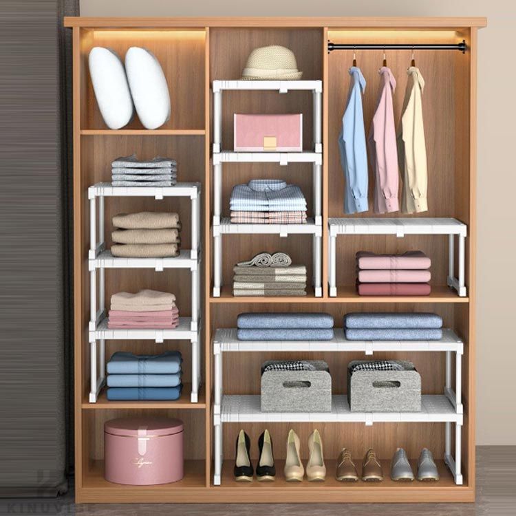 クローゼット 収納ラック シンク下ラック 強力 キッチン 収納 ラック シンク下 押し入れ収納 伸縮ラック 押し入れ棚 収納棚 食器棚 置き型 スライド式 整理棚 重ねる 伸びる棚 ドリル不要 ランドリー収納 洗面下フリーラック 3