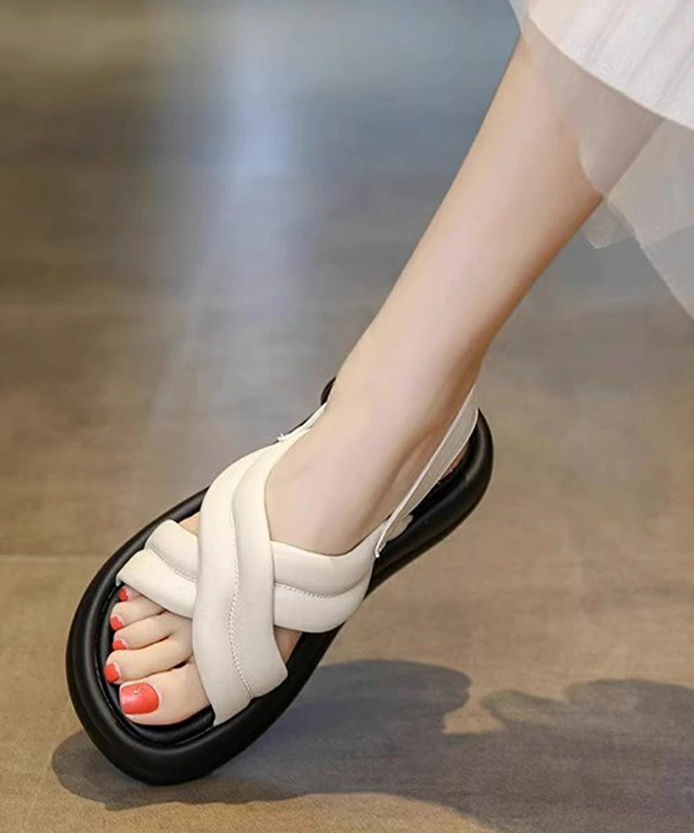 【ポイント8倍】フラットフォームサンダル疲れない 厚底サンダルレディース韓国風 歩きやすいサンダル美脚脚長 クロスストラップサンダル厚底シューズ夏靴 楽ちんシューズ痛くない軽量靴