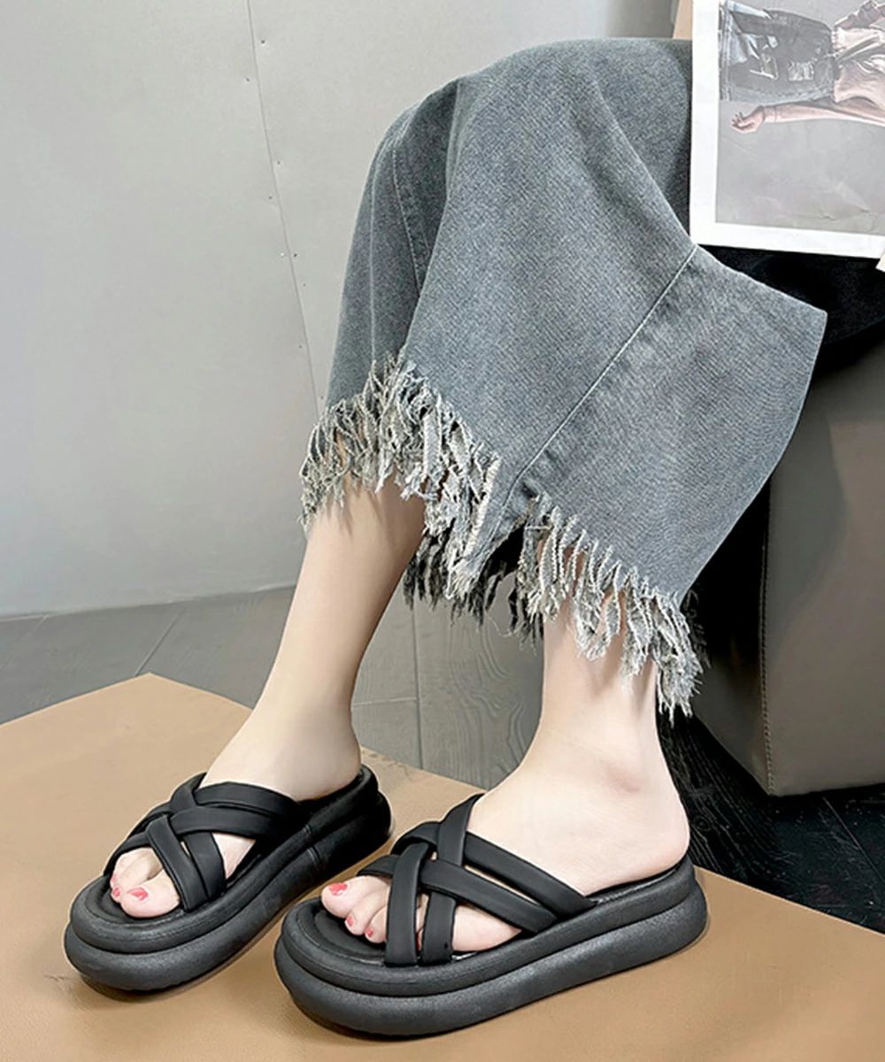 【ポイント8倍】疲れない クロスサンダル 厚底サンダル レディース かかとなし 美脚 スリッパサンダル 夏 サマーサンダル 歩きやすい 韓国ファッション カジュアル