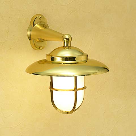 Rakuten - 玄関 照明 おしゃれ 外 【予約・入荷待ち商品】ブラケットLED仕様 ポーチライト LED仕様 屋外 防水 防雨仕様 ポーチライト アンティーク 外灯 門灯 マリンライト 真鍮 ゴールド 金色 くもりガラス BR2060 FR LE