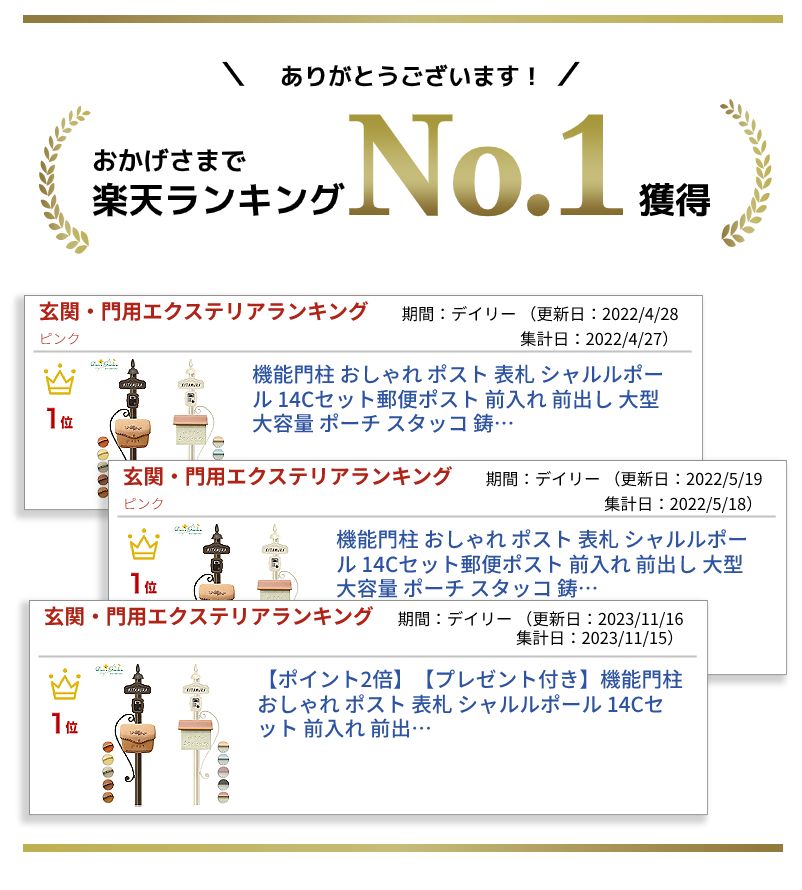 機能門柱 おしゃれ ポスト 表札 シャルルポール 14Cセット郵便ポスト 前入れ 前出し 大型 大容量 ポーチ スタッコ 鋳物表札 インターホンカバー ディーズガーデン 【ポイントアップ2倍】