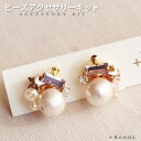 ビーズキット ビーズアクセサリーキット 【送料無料】コットンパールピアス 手作りキット コットンキャンディ・ピアス(イヤリング)キット ビーズワーク 手作り ピ...