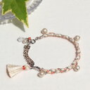 50%プライスダウン商品です♪ 手作りブレスレットキット ライトピーチタッセル・ブレスレットキット