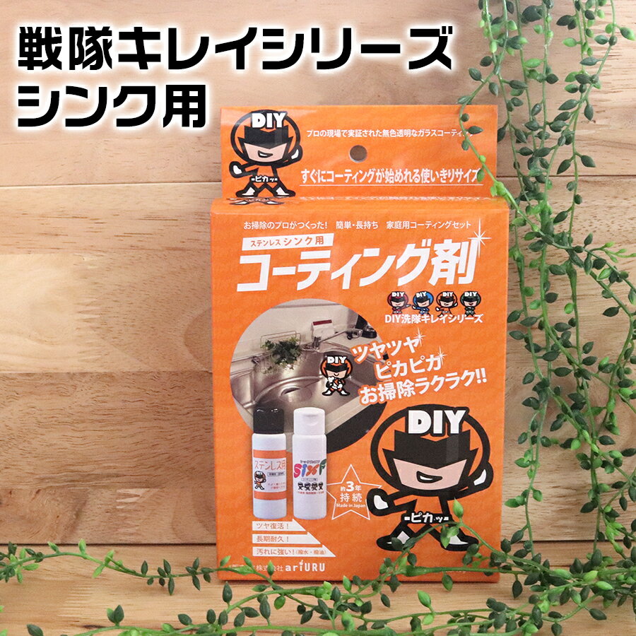 ガラスコーティング剤 戦隊キレイ 流しキレイ ステンレスシンク用 【 プロが作った 】ガラスコーティング のセット お掃除ソムリエ ゴム手袋付き 水あか 石