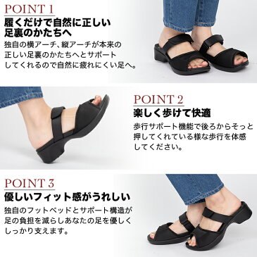 【訳あり】 アウトレット レディース 美脚 サンダル 歩きやすい ブラック 黒 膝に優しい 靴 履きやすい 外反 内反 母趾 小趾 オフィス シューズ 3E 大きいサイズ S M L 仕事 コンフォートサンダル 疲れにくい 静音 コンフォートシューズ おしゃれ 送料無料 【021】