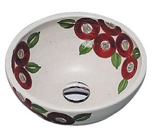 KV209S KVK 手洗器 (手洗器のみ)美術工芸手洗鉢 信楽焼 赤椿絵