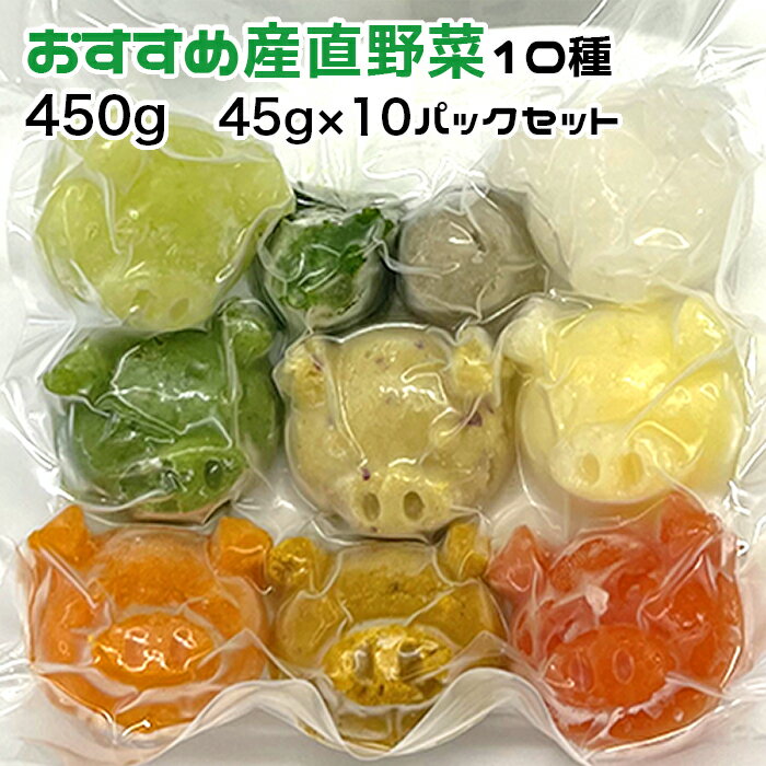 犬用 おすすめ産直野菜10種 小型犬向けパック 約450g 45g×10パック 冷凍真空パック【クール便発送】犬 猫 手作りごはん