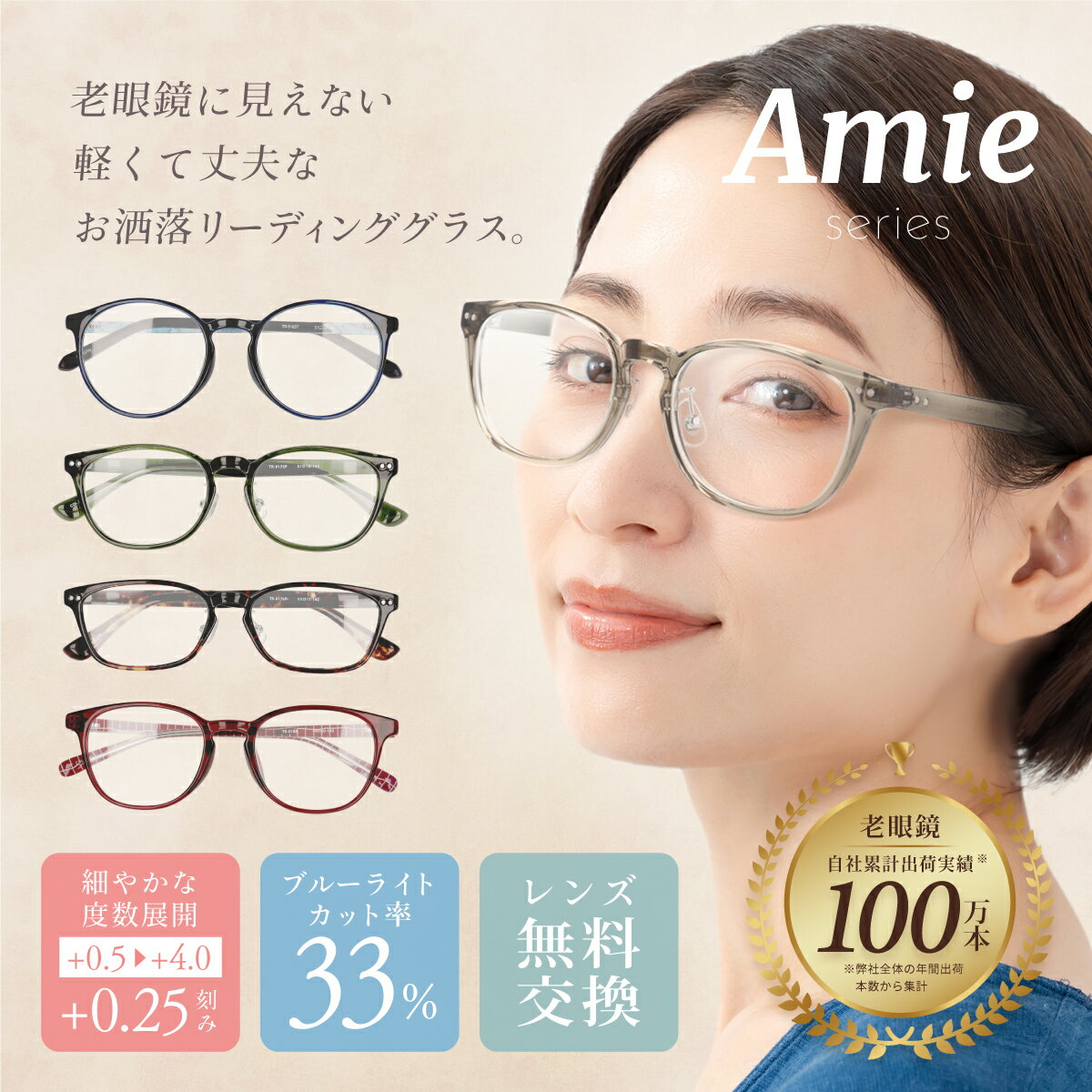 遠近両用メガネ ブルーライトカット WB-3308 ボストン （度付レンズ+メガネ拭き+布ケース付） 老眼鏡 シニアグラス リーディンググラス 家用めがね 近視 遠視 乱視 フルリム メタル Lune-0108