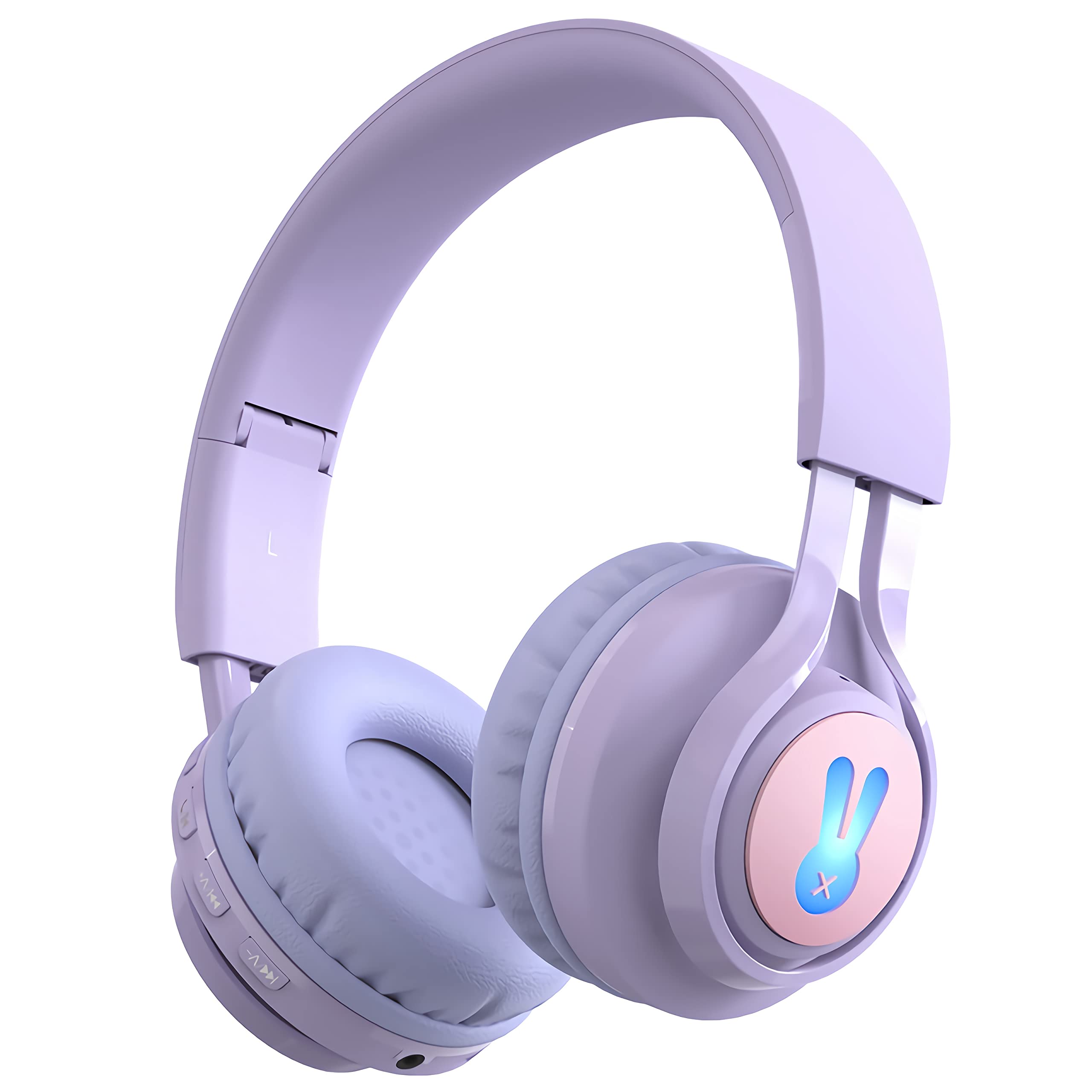 SITOAT 子供ヘッドホン Bluetoothヘッドホン 85db音量制限 聴覚保護 ワイヤレス ヘッドフォン マイク付き オンライン授業 音楽 会話 キッズモード 通常モード 無線有線両用 LED ライト 子供 成人 兼用 スマートホン ゲーム機 PCなど適用 （パープル）のサムネイル