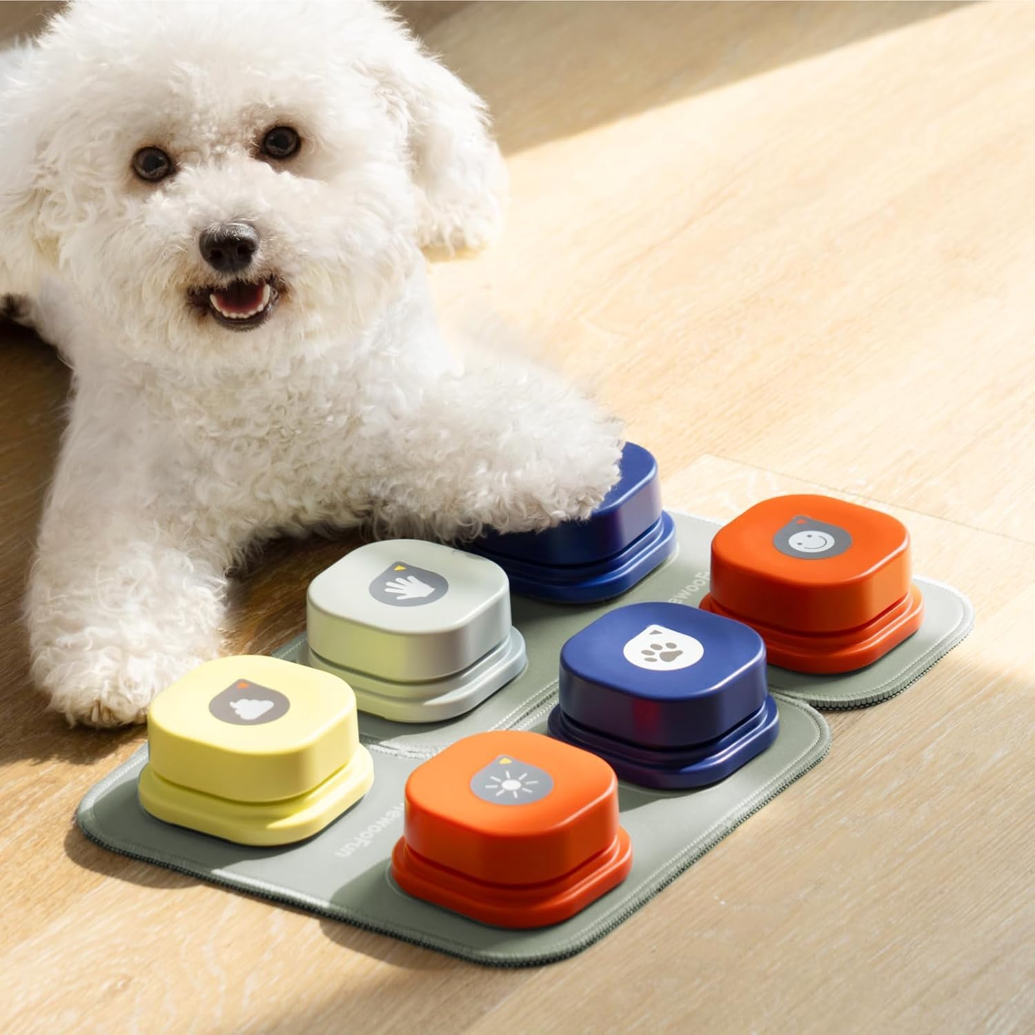 MEWOOFUN 犬用 録音ボタン 6個入り 自由に組み合わせ 会話ボタン 音声ボタン おしゃべりボタン コミュニケーション トレーニング しつけ訓練 ペット 知育 おもちゃ 天然ゴムマット付き