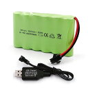 Gecoty 7.2Vバッテリー、SM-2Pプラグ、2400mAh Ni-MH充電式電池、充電ケーブル付き、多くのタイプのRCトラック、RCエンジニアリング車両...