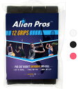 【送料無料】Alien Pros テニスラケットグリップテープ(12グリップ)- プレカット、ドライタイプのテニスグリップ - テニスオーバーグリップテープ、テニスラケット - ラケットに巻いて、高性能にしましょう(12グリップ,ブラック)