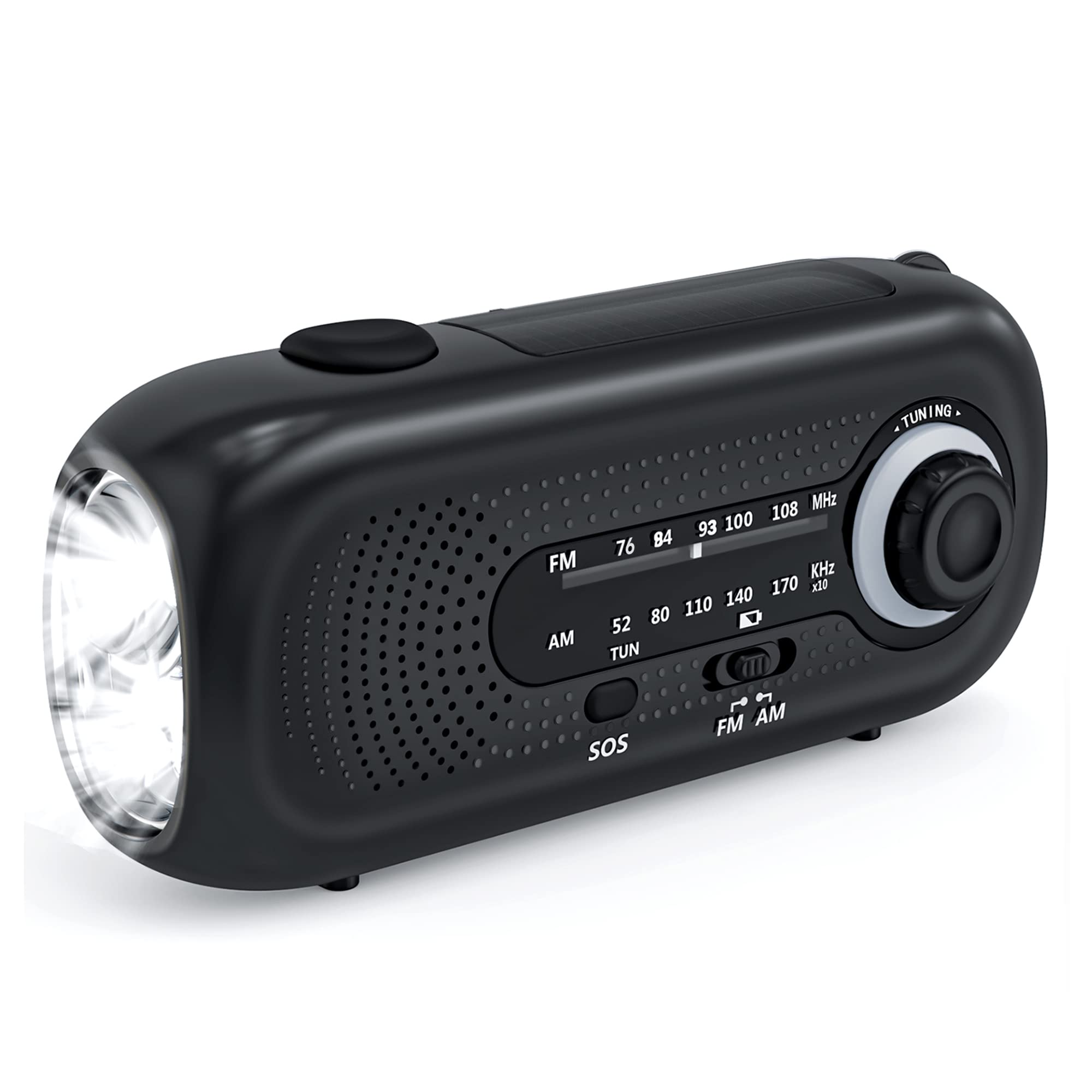 防災ラジオ 手回し充電ラジオ LED懐中電灯 緊急ラジオ ソーラー充電ラジオ 5つのランプビーズLED 4速スイッチラジオ 小型AM/FM持ち運べやすい気象ラジオ重さ約250g 災害用ラジオ SOSアラート付き 大容量2000mAH付き スマホ充電 バッテリー交換可能 防水 地震 震災 津波