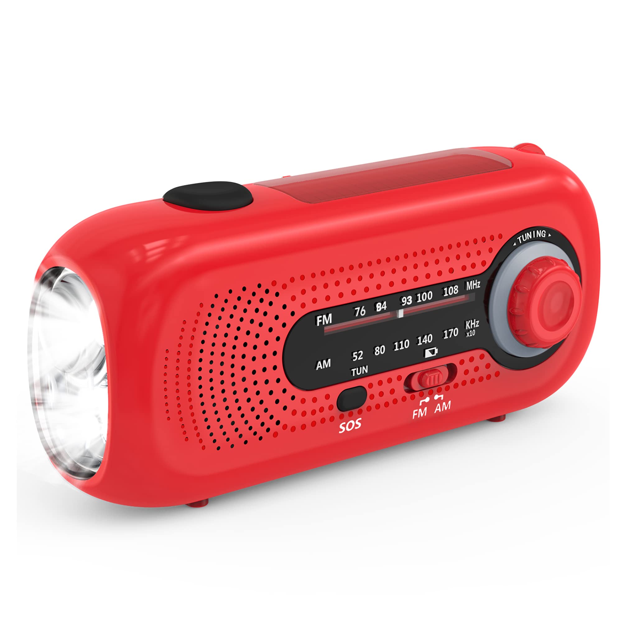 防災ラジオ 手回し充電ラジオ LED懐中電灯 緊急ラジオ ソーラー充電ラジオ 5つのランプビーズLED 4速スイッチラジオ 小型AM/FM持ち運べやすい気象ラジオ重さ約250g 災害用ラジオ SOSアラート付き 大容量2000mAH付き スマホ充電 バッテリー交換可能 防水 地震 震災 津波