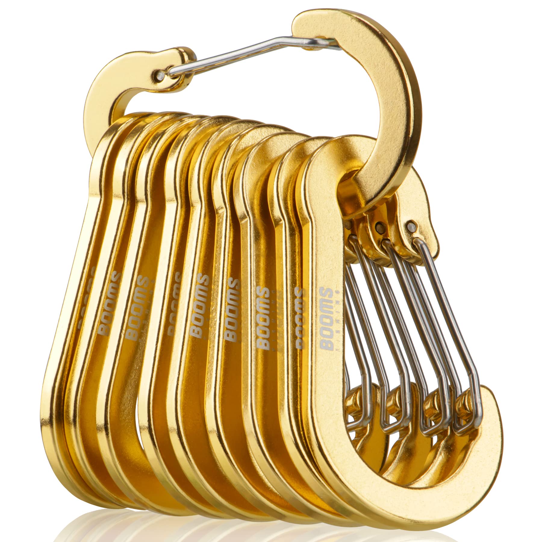 【送料無料】Booms Fishing CC5アルミ合金カラビナ 超軽量 カラビナ 長さ7CM イエロー 10個