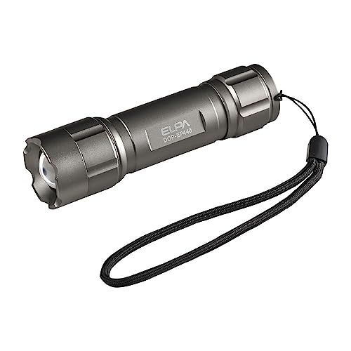 【送料無料】エルパ(ELPA) LED懐中電灯 防水 明るさ450ルーメン ハンドストラップ付き 電池式 シルバー..