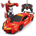 Tcvents ラジコンカー 変形 車おもちゃ 変身 ロボット ラジコン 車 リモコン 1/18 RCカー 多機能ロボットおもちゃ 360度回転 こども向け 誕...