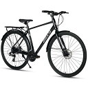 【AVASTA】クロスバイク 街乗りスポーツ自転車 通勤通学 軽量アルミフレーム シマノ24段変速 前後輪ディスクブレーキ 700*40c Sサイズ ブラック