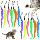 Getrays 12本入 猫の杖 交換用おもちゃ、多色 子猫用 毛虫 ミミズのおもちゃ 鈴付き、猫のお好みじゃらし インタラクティブトイ 猫用ワームリフィル ために トレーニング エクササイザー 遊ぶ (6色)
