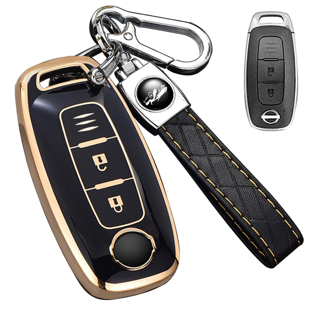 【送料無料】[yoshinari] 日産 専用 NISSAN 専用 アリア サクラ エクストレイル T33系 セレナ ルークス キーケース キーホルダー (キーホルダーセット、2ボタンブラック)