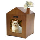 aleawol ペット 仏壇 木製 15x15x20cm ペット 骨壷収納 愛犬 愛猫 お祈り メモリアルハウス かわいい ペット供養 フォトフレーム付き、小型犬 中型犬 大型犬 猫 ハムスター用 (ブラウン)