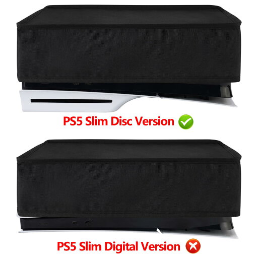 【送料無料】PlayVital ps5 Slimディスクバージョンに対応用ダストカバー(横式)、ps5 Slimディスクバージョンコンソールに対応用ナイロン製ダストカバー(横式)【ブラック】