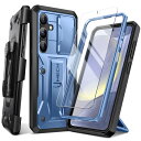 Tongate Samsung Galaxy S24 Plus ケース、スライド式カメラカバー&スクリーンプロテクター、ミリタリーグレードの耐衝撃性Galaxy S24+ Plus携帯ケース(2024)ベルトバックル、スタンド付き、ブルー