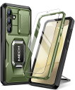 【送料無料】Tongate Samsung Galaxy S24 Plus ケース、強化ガラス製スクリーンプロテクター付、全身保護、軍用級の耐震 Galaxy S24 + Plus 携帯ケース(2024)リングブラケットとスライドカメラカバーを内蔵し、グリーン