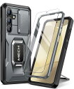 【送料無料】Tongate Samsung Galaxy S24 Plus ケース、強化ガラス製スクリーンプロテクター付、全身保護、軍用級の耐震 Galaxy S24 + Plus 携帯ケース(2024)リングブラケットとスライドカメラカバーを内蔵し、グレー