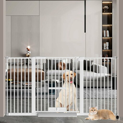 Seogva ペットゲート 3.5cm柵間隔 ペットドア付き 高さ78cm ペットゲート 犬 猫 ゲート ブラック ホワイト 猫用ゲート 過密フレーム付き 猫 ゲート 犬すり抜け防止フェンス つっぱり 扉付き 赤ちゃん ベビーゲート 突っ張り式 自動ロック 階段上 (設置幅146-156cm、ホワ Seogva ペットゲート 3.5cm柵間隔 ペットドア付き 高さ78cm ペットゲート 犬 猫 ゲート ブラック ホワイト 猫用ゲート 過密フレーム付き 猫 ゲート 犬すり抜け防止フェンス つっぱり 扉付き 赤ちゃん ベビーゲート 突っ張り式 自動ロック 階段上 (設置幅146-156cm、ホワ