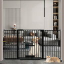 Seogva ペットゲート 3.5cm柵間隔 ペットドア付き 高さ78cm ペットゲート 犬 猫 ゲート ブラック ホワイト 猫用ゲート 過密フレーム付き 猫 ゲート 犬すり抜け防止フェンス つっぱり 扉付き 赤ちゃん ベビーゲート 突っ張り式 自動ロック 階段上 (設置幅146-156cm、ブラ