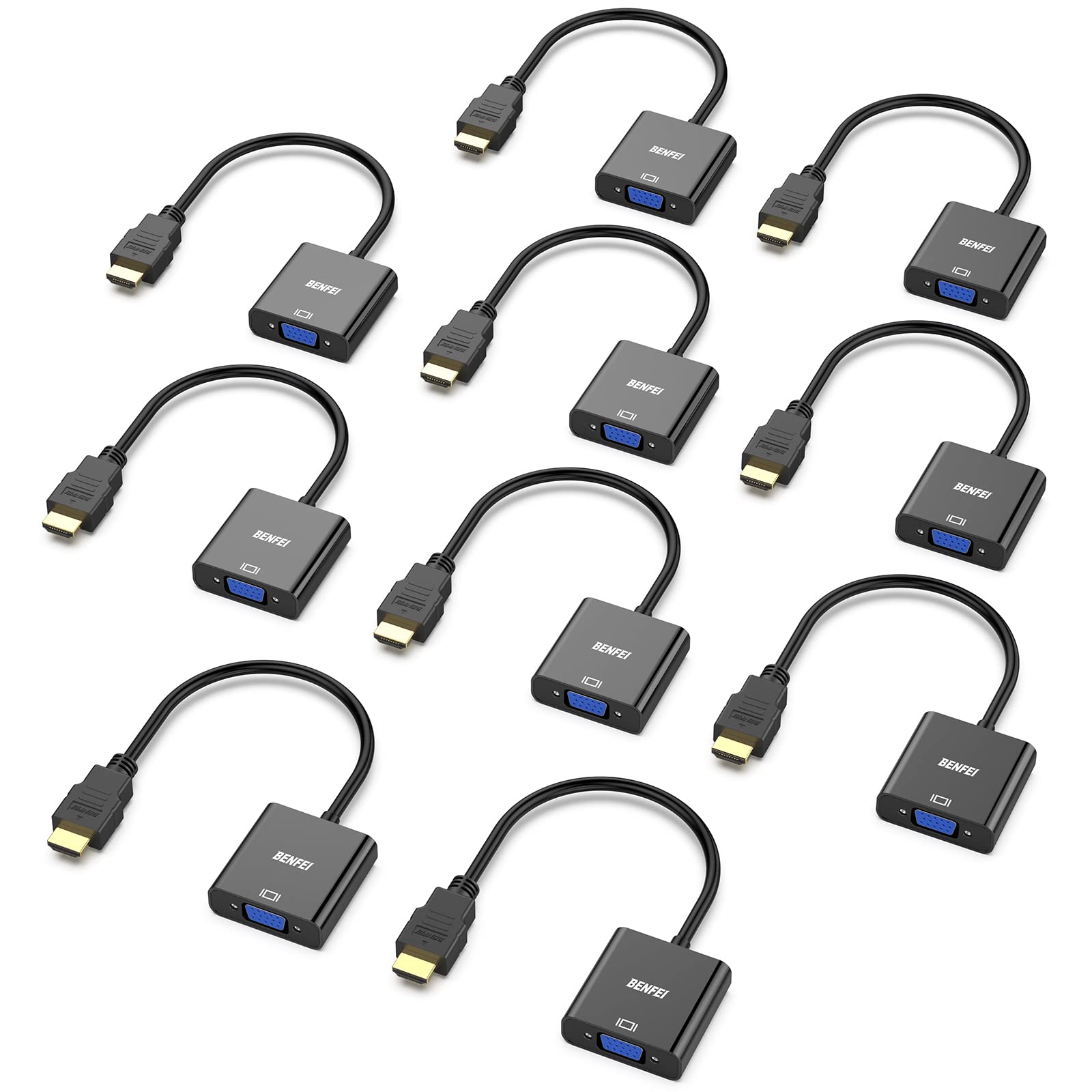 BENFEI 10 HDMI-VGA(D-SUB)ץ (᥹б) 1080pեHD HDMI to VGA...