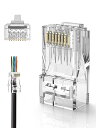LANコネクタ,CableCreation RJ45 コネクタ 貫通式 100個入り Cat6 / Cat5e/ Cat5 LANケーブル用 コネクタ 配線簡単 爪折れにくい