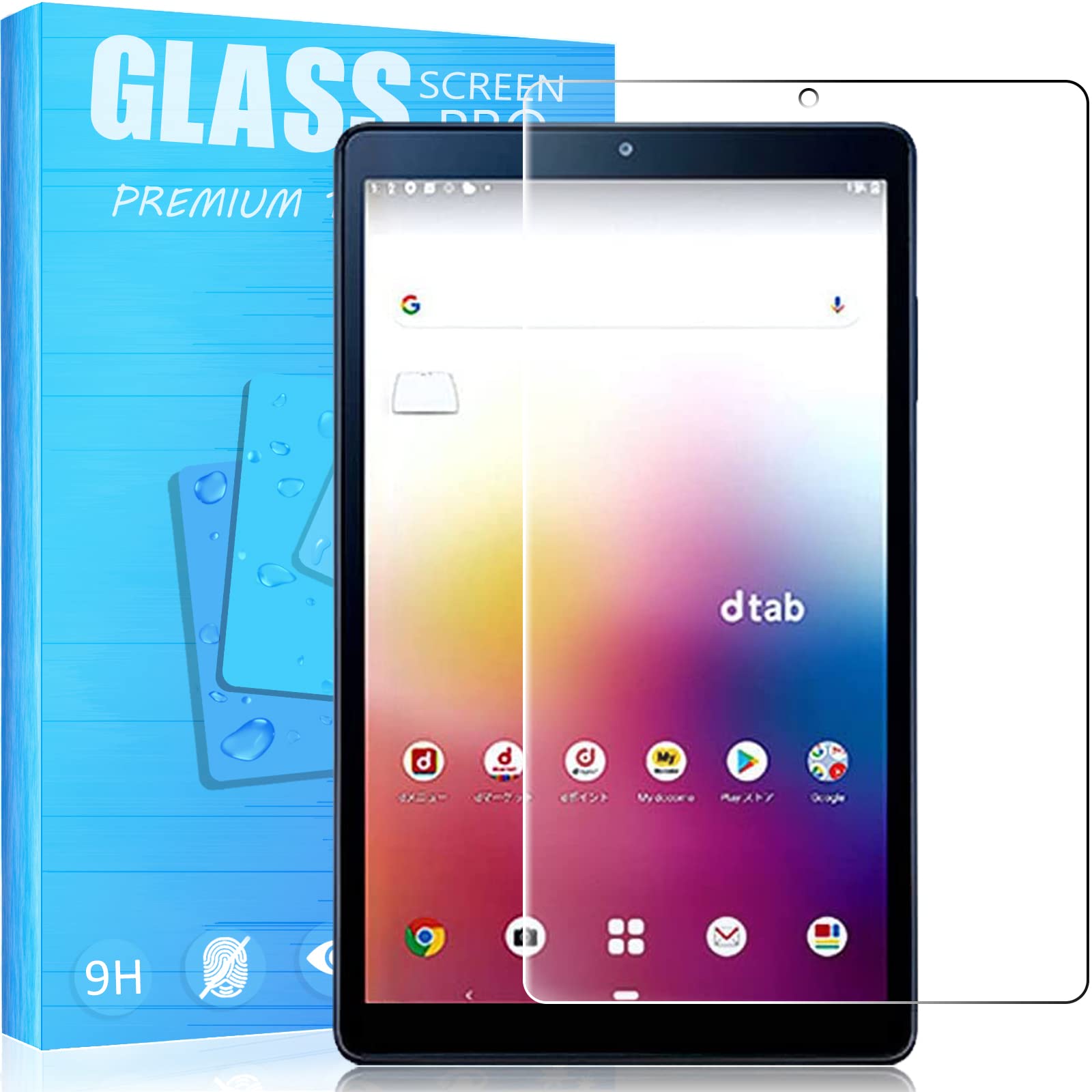 dtab Compact d-42A ガラスフィルム 強化ガラスフィルム 耐指紋 撥油性 表面硬度9H ラウンド加工処理 飛散防止処理 高透過率 光沢表面仕様 画面保護 指紋防止 保護シート dtab Compact d-42A タブレット 専用 液晶保護フィルム PCduoduo