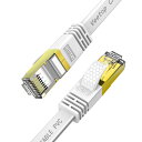 0.5m Veetop LANケーブル CAT8 フラット 爪折れ防止 難燃性 耐候性 超高速 40Gbps 2000MHz 26AWG 二重シールド 鍍金コネクタ RJ45 パソコン ルーター PS4 PS5 Xbox等に対応WiFiケーブル(0.5M, White)