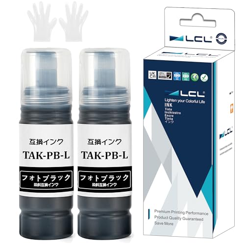 LCL エプソン用 TAK-PB TAK-PB-L 互換インクボトル 【70ml】 (2パック フォトブラック) 対応機種：EP-M552T EP-M553T EP-M553TR EW-M752T EW-M752T1 EW-M752TB EW-M754BR EW-M754TB EW-M754TW EW-M754WR