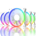 upHere 120mm RGB PCケースファン LEDリングで周りが光る 静音タイプ 25mm厚 6PIN SATA電源 コントローラーとリモコン付き 白い...