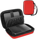 ProCase 携帯用ハードケース 耐衝撃ハードEVA材質 2個収納可能 対応機種:2.5インチのハードディスク Western Digital Elements/WD My Passport/Canvio Basics/Seagate Backup Plus Slim Expansion 1TB 2TB 3TB 4TB USB 3.0 - レッド