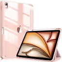 Fintie iPad Air 11インチ ケース M2 (2024 第6世代) / Air 5/4 ケース 2022/2020 10.9 インチ 透明バックカバー Apple Pencil 収納可能 ワイヤレス充電対応 三つ折スタンド スリープ機能 軽量 薄型 傷つけ防止 PU合成レザー TPU(ローズゴールド)