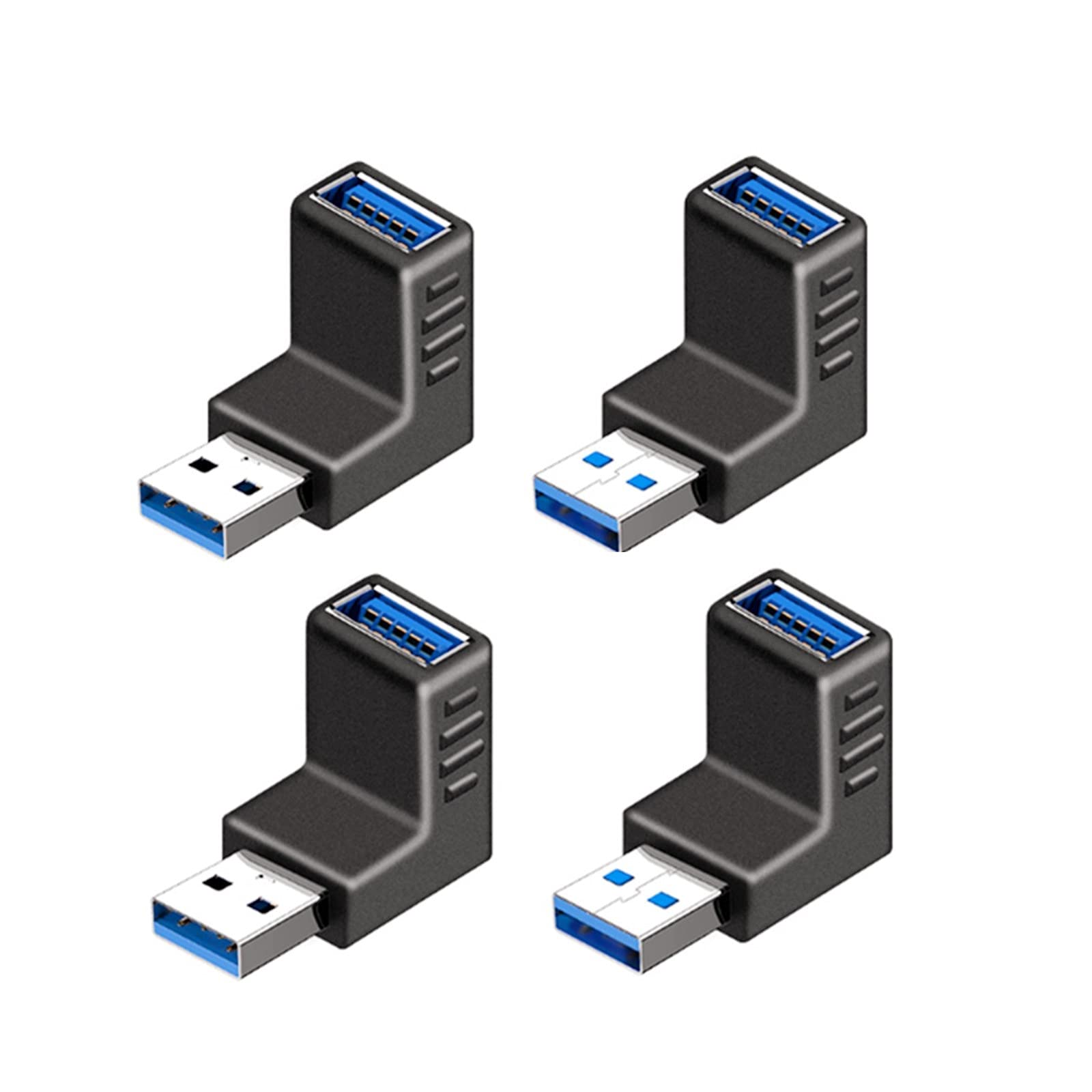 【送料無料】YFFSFDC USB コネクタ 直角 アダプタ 上向き/下向き USB 3.0 アダプタ 90度 L型 Type A (タイプa オス～タイプa メス) 方向 変換 延長 コネクタ 4個セット
