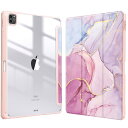 Fintie iPad Pro 12.9 ケース 2022/ 2021/ 2020/2018 12.9インチ 透明バックカバー Apple Pencil 収納可能 Apple Pencil 2 ワイヤレス充電対応 三つ折スタンド スリープ機能 軽量 薄型 傷つけ防止 PU合成レザー TPU (モデル番号A2378、A2461、A2379、A2462)(柄 X マーブ