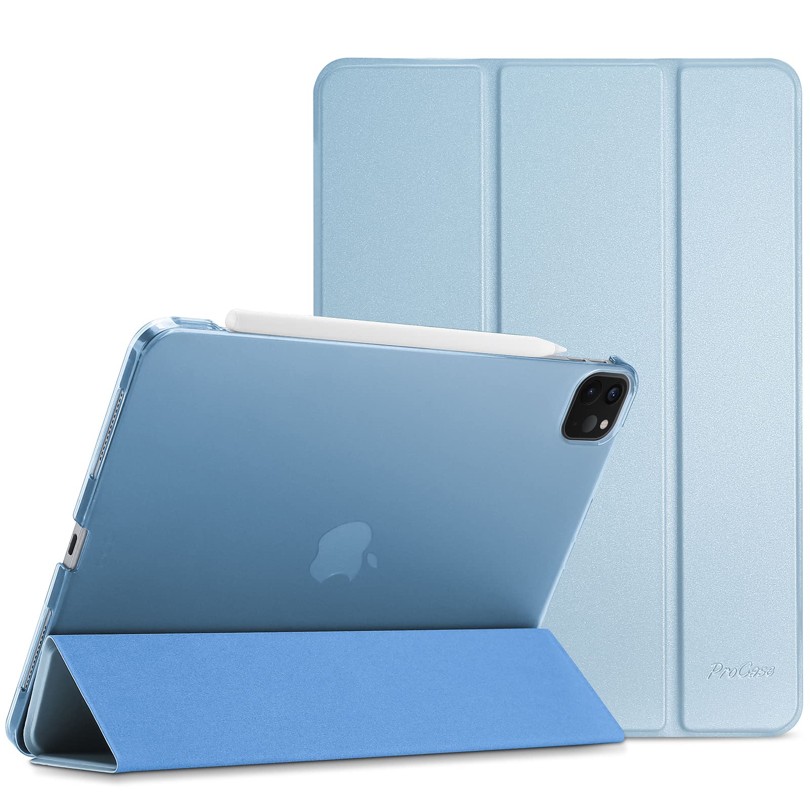 ProCase iPad Pro 11 ケース 第4/3/2/1世代に適用（2022 2021 2020 2018)、[Apple Pencilのペアリングと充電に対応] 三つ折り スタンド スマートカバー - スカイブルー