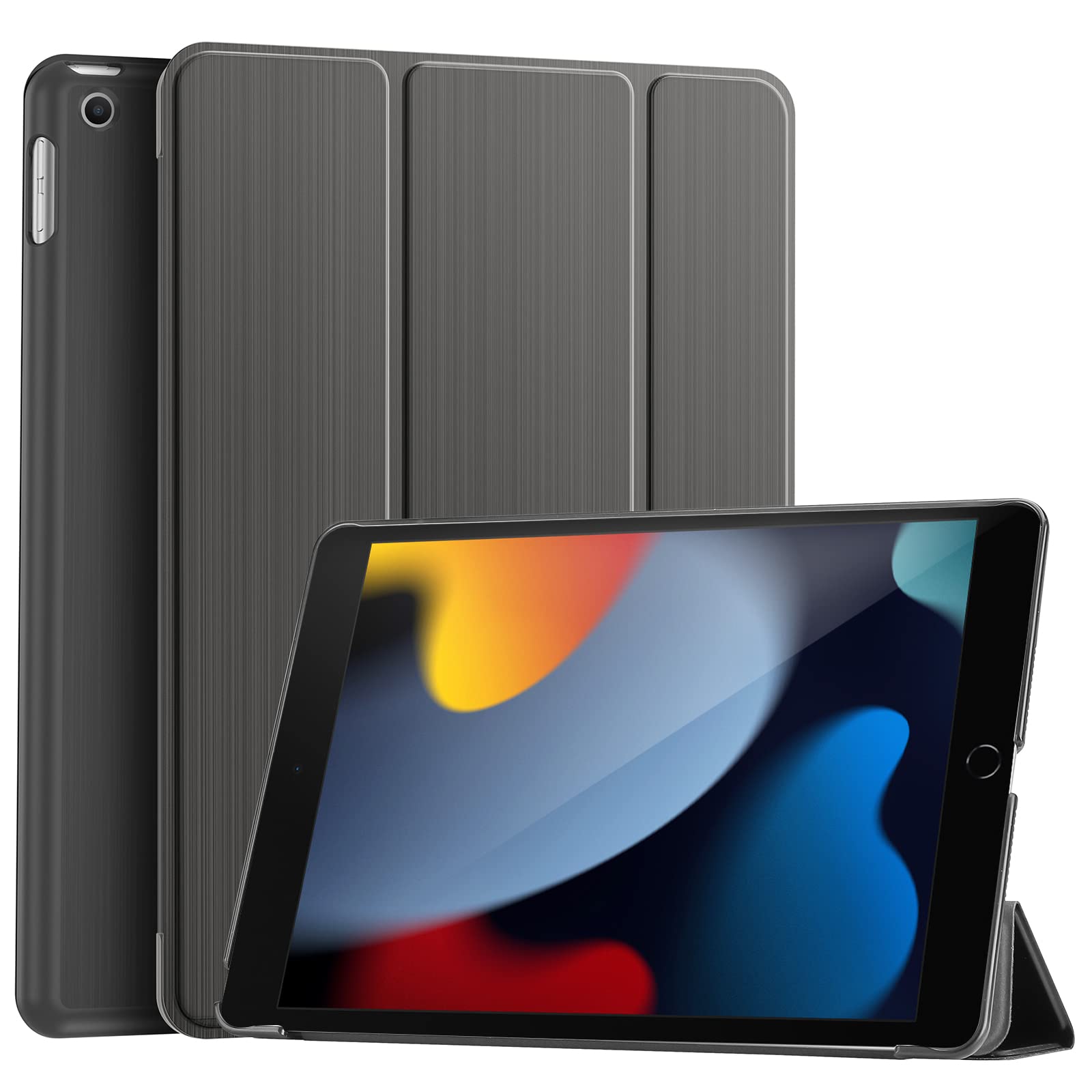 ProCase iPad 9/8/7 ケース 10.2インチ 2021 2020 2019, 三つ折りスタンド スマートカバー オートスリープ対応 金属起毛テクスチャ模様、対応機種： iPad 10.2