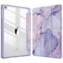 Fintie iPad 9.7 2018 2017 / iPad Air 2 / iPad Air 1 ケース 透明バックカバー Apple Pencil 収納可能 三つ折スタンド スリープ機能 軽量 薄型 傷つけ防止 PU合成レザー TPU iPad 9.7 第6世代 / 第5世代対応 (柄 X マーブルパープル)